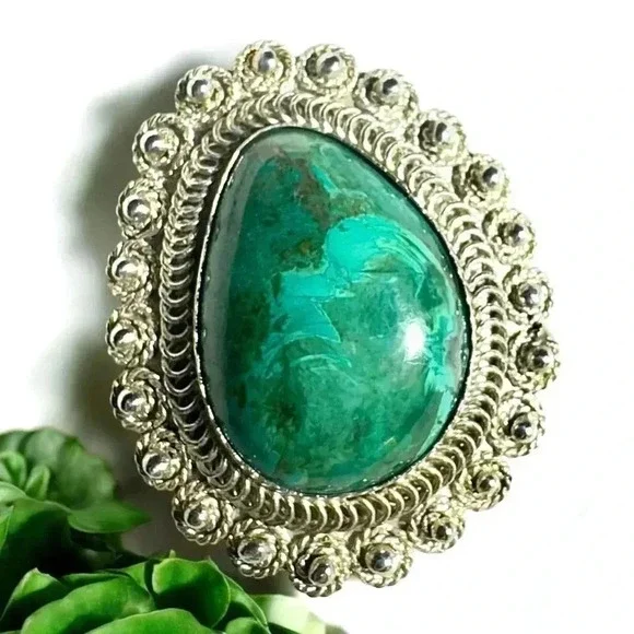 Vintage Eilat Stone in .935 Argentium Silver Brooch Pendant
